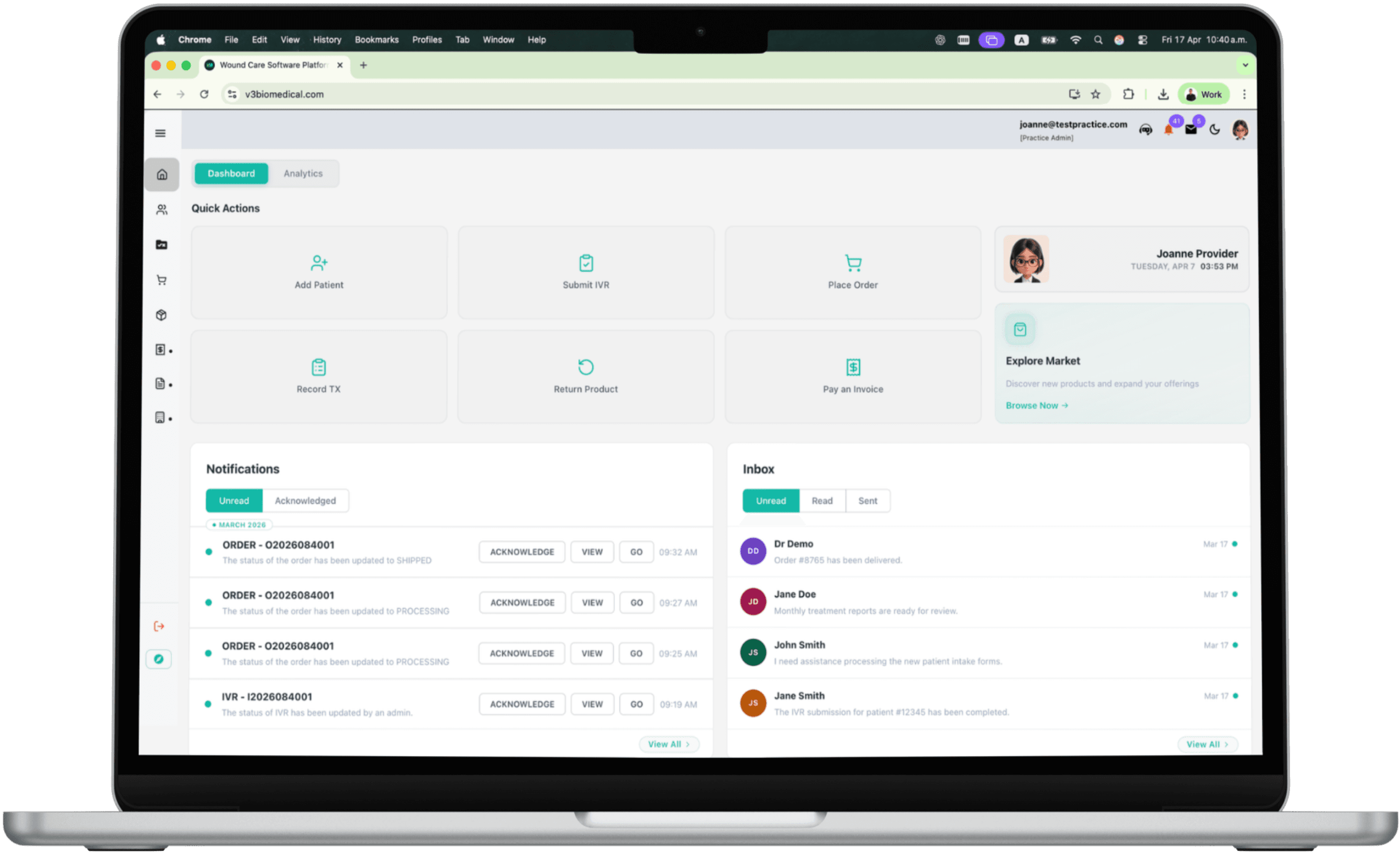 V3 Platform dashboard
