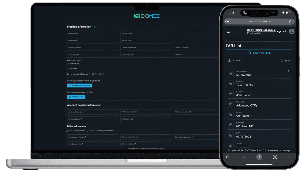 V3 Biomedical platform on multiple devices